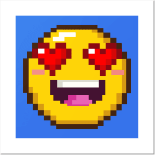 Pixel Heart Eyes Emoticon Posters and Art